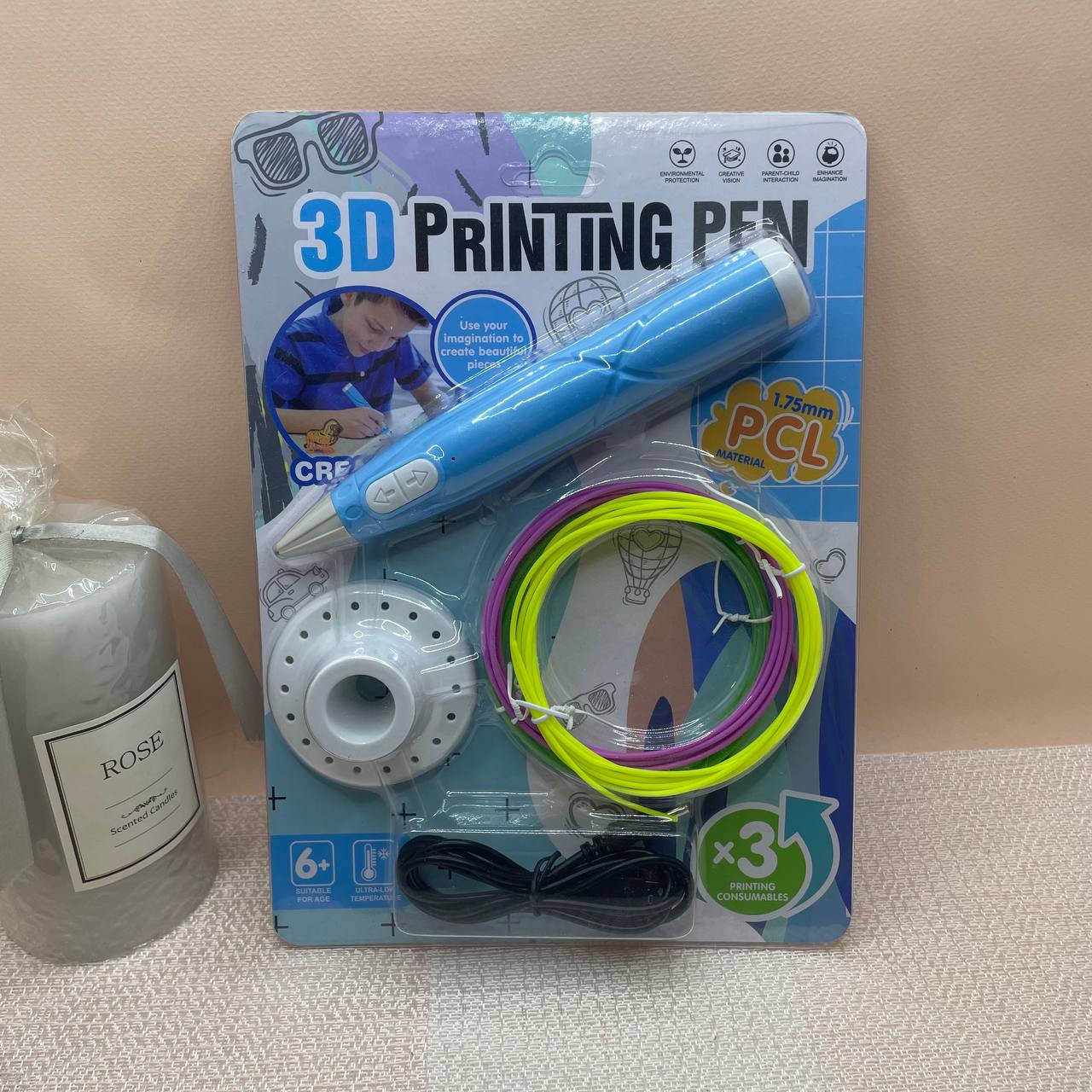 3D rašiklio rinkinys su PLA siūlais