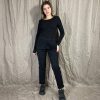 Elegantiška palaidinė ilgomis rankovėmis juodos spalvos