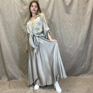 Sijonas šilko elegancija pilka